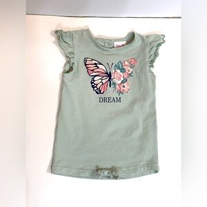 Girls Sz 6 Little Lass Sage Green Butterfly T-Shirt Spring Fashion